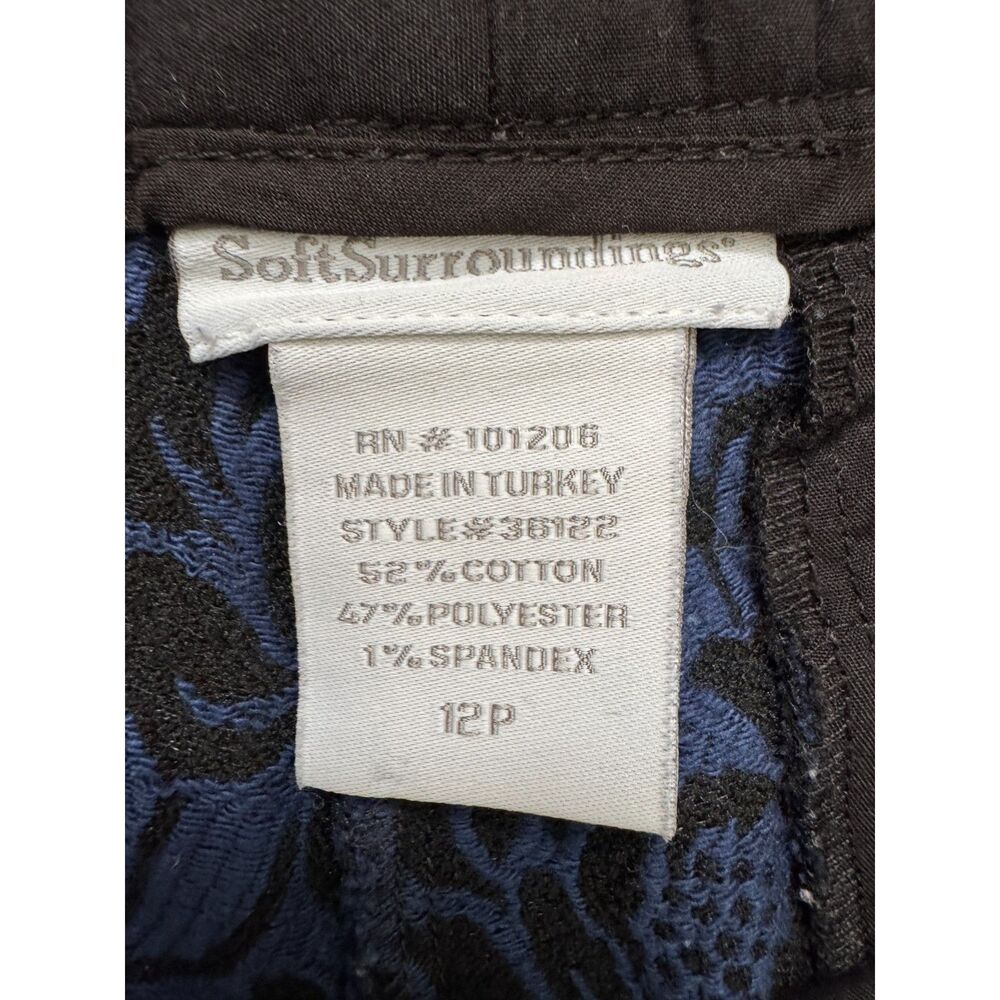 Soft Surroundings Blue Black Floral Jacquard Ankle Pants Petite 12P - Picture 3 of 10